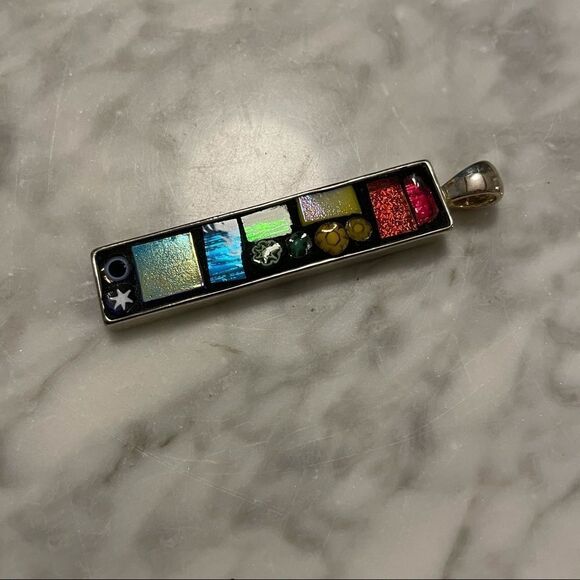 Handmade Rainbow Pride Glass Mosaic Pendant - Picture 2 of 3
